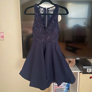 NWT: Navy Blue Fit and Flare Dress with Lace Busy from Xenia, US2